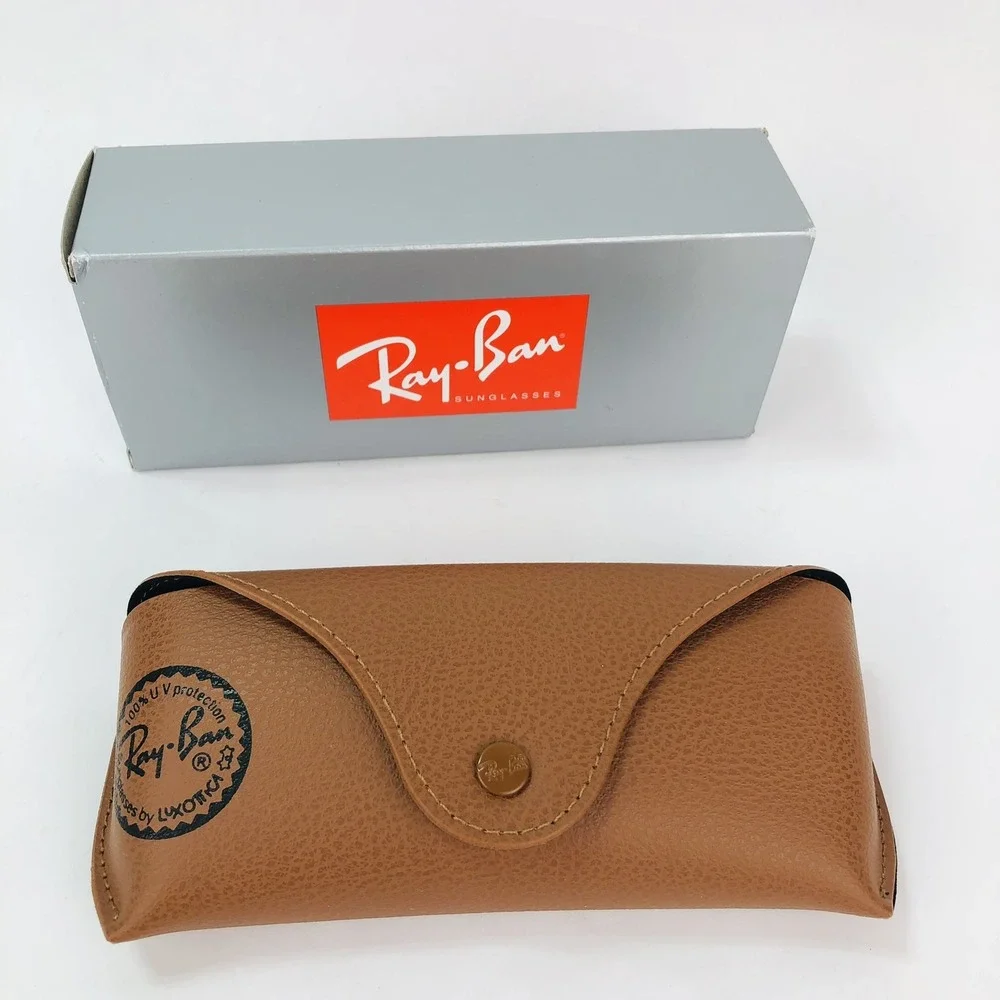 Ray Ban Sunglasses Case and Box Pebbled Brown Faux Leather Snap Case ONLY